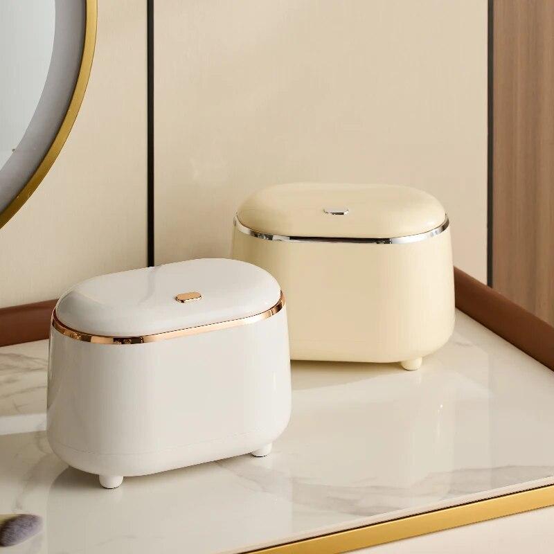 Mini Desktop Trash Can With Lid Press Type Trash Box For Bathroom Office Bedroom Living Room