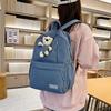Korean Style Bear Backpack Large Capacity Stylish Nylon Soft Double Shoulder Bag