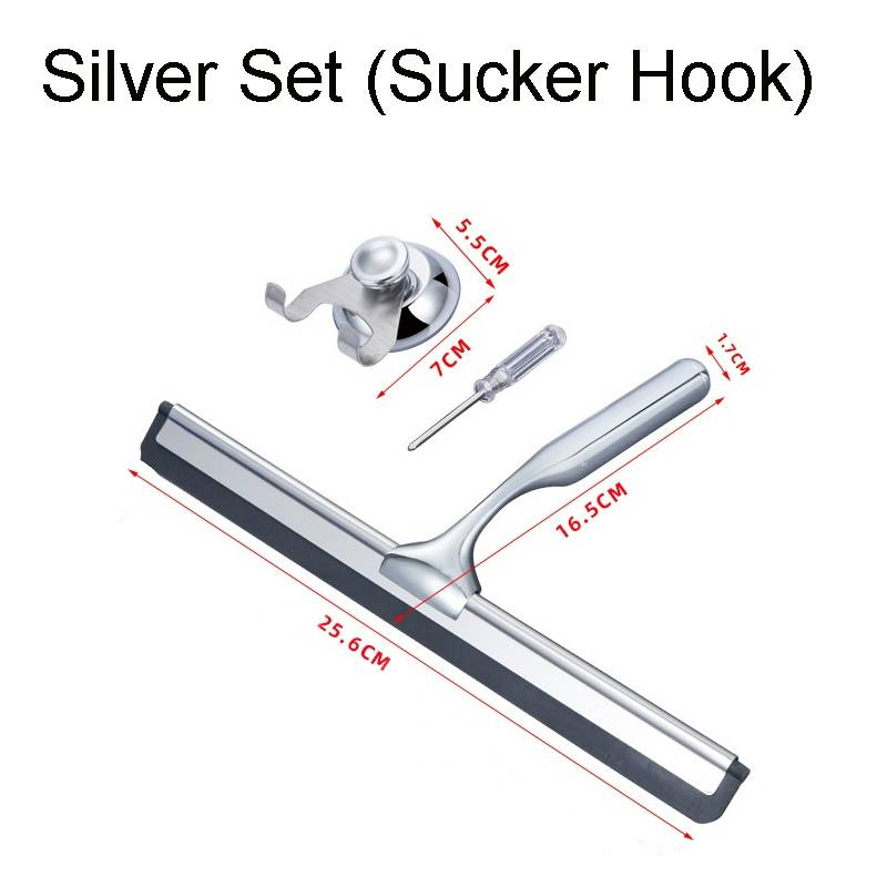 Stainless Steel Shower Squeegee For Doors Cleaner Tool Household Window Mirror Car Glass Hooks Bathroom Brass for Home Cleaning