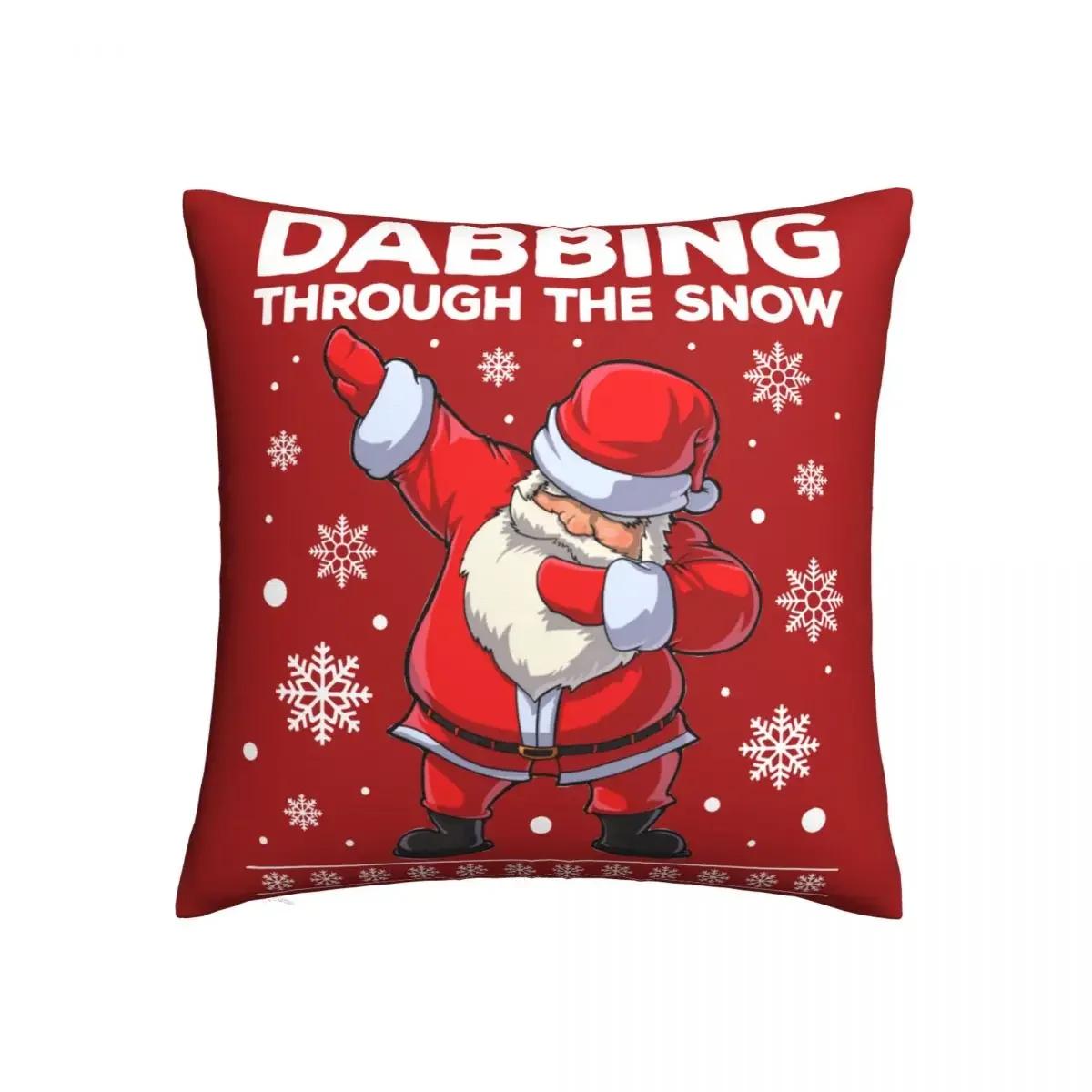 

Танцующий Санта сквозь снег Наволочка Мягкий полиэстер Наволочка декоративная Рождественский дэб Наволочка-подушка для дивана Домашний декор 66x66cm
