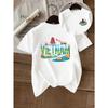 T-shirt da donna a tema Vietnam - Top puro a maniche corte con girocollo con scritte panoramiche vietnamite e stampa culturale,