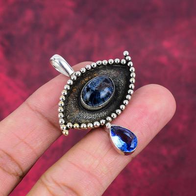 Pietersite, Tanzanite Handmade Gemstone Pendant, 925 Solid Sterling Silver Pendant Antique Jewelry, Pendant For Engagement Gift