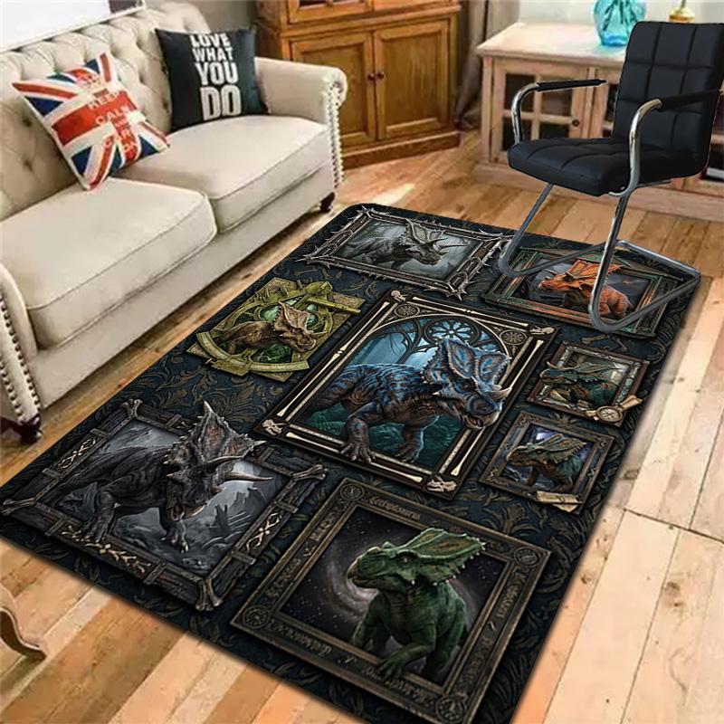 Dinosaur Collection Pattern Rug Floor Mat for Living Room or Bedroom Soft and Comfortable Carpet a Gift for Birthday and Holiday.