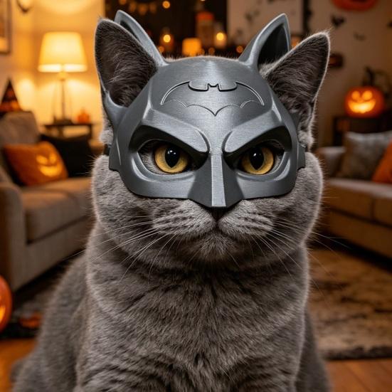 Cat Bat Mask Reusable Cat Cosplay Mask Lightweight Bat Kitty Mask for Halloween Parties Fun Photo Prop