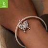 Vintage Hollow Butterfly Diy Pendant Accessories, Purple Love S925 Sterling Silver Bracelet Beaded