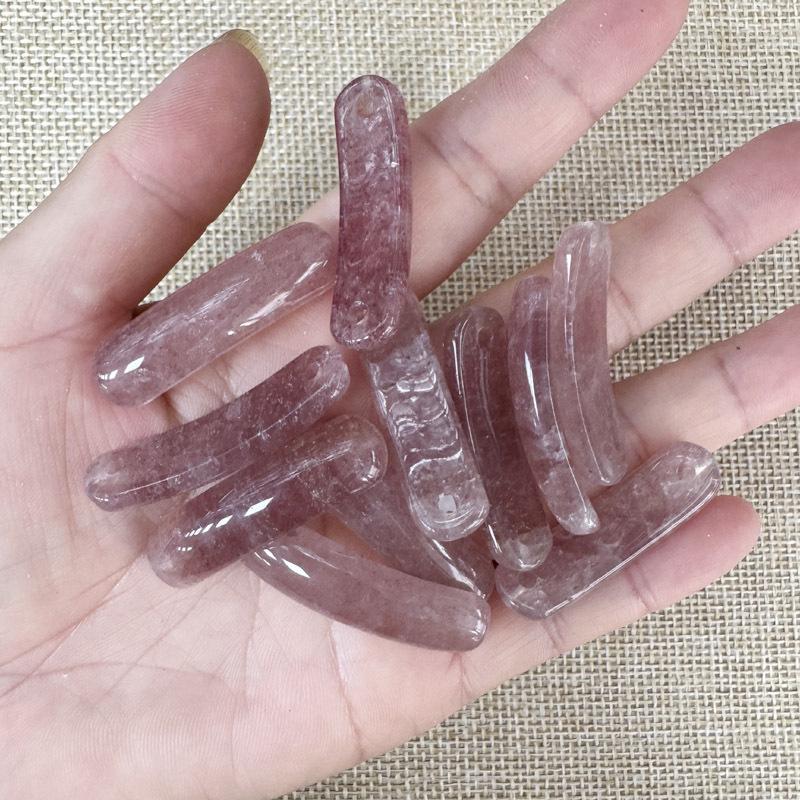 Natural Amethyst & Rose Quartz Bent Tube Connector for DIY Bracelets