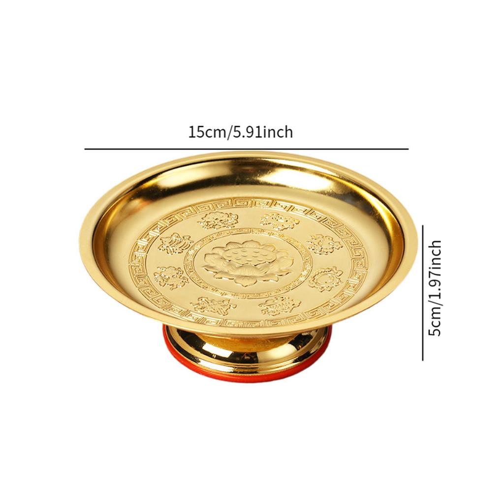 Fruit Bowl Offering Plate Alloy Decoration Dessert Dish Worship Blessing Tray Decor Centerpiece Holder Bowl for Buddha Rituals