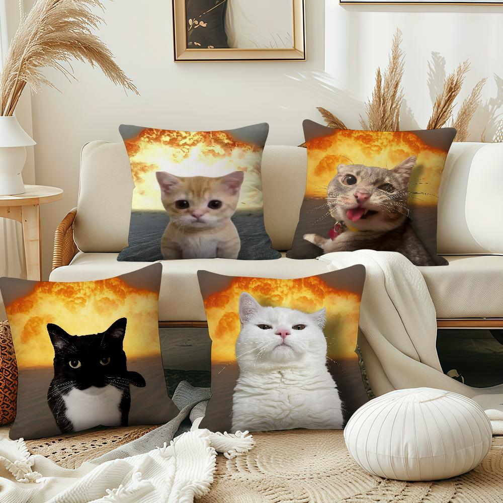 Funny Cat Volcanic Eruption Cushion Cover Pillow Cover Decoration Room Home Sofa Living Office Car Nordic Simplicity