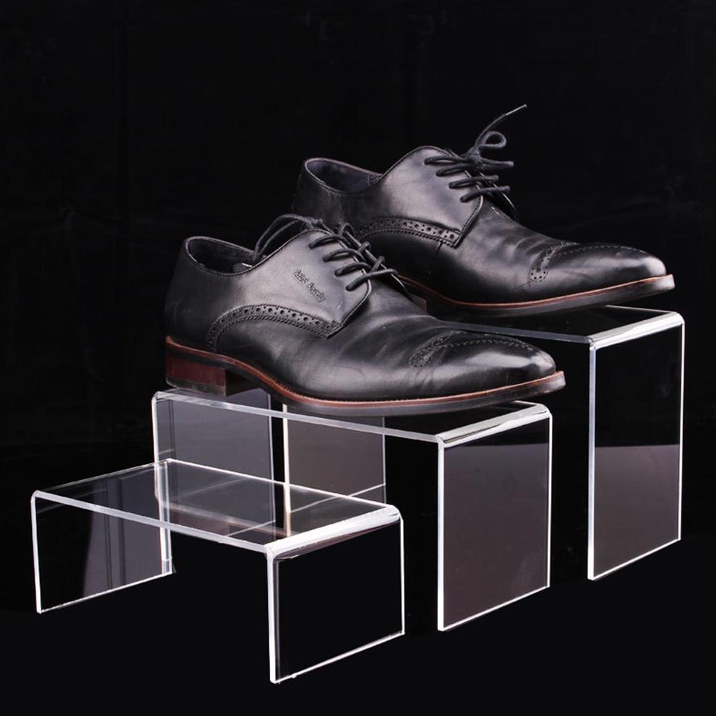 3Pcs Acrylic Shoe Display Shelves Clear Storage Rack Organizer for Makeup Cosmetics Lipstick Foundation Blush Eye Shadow Display