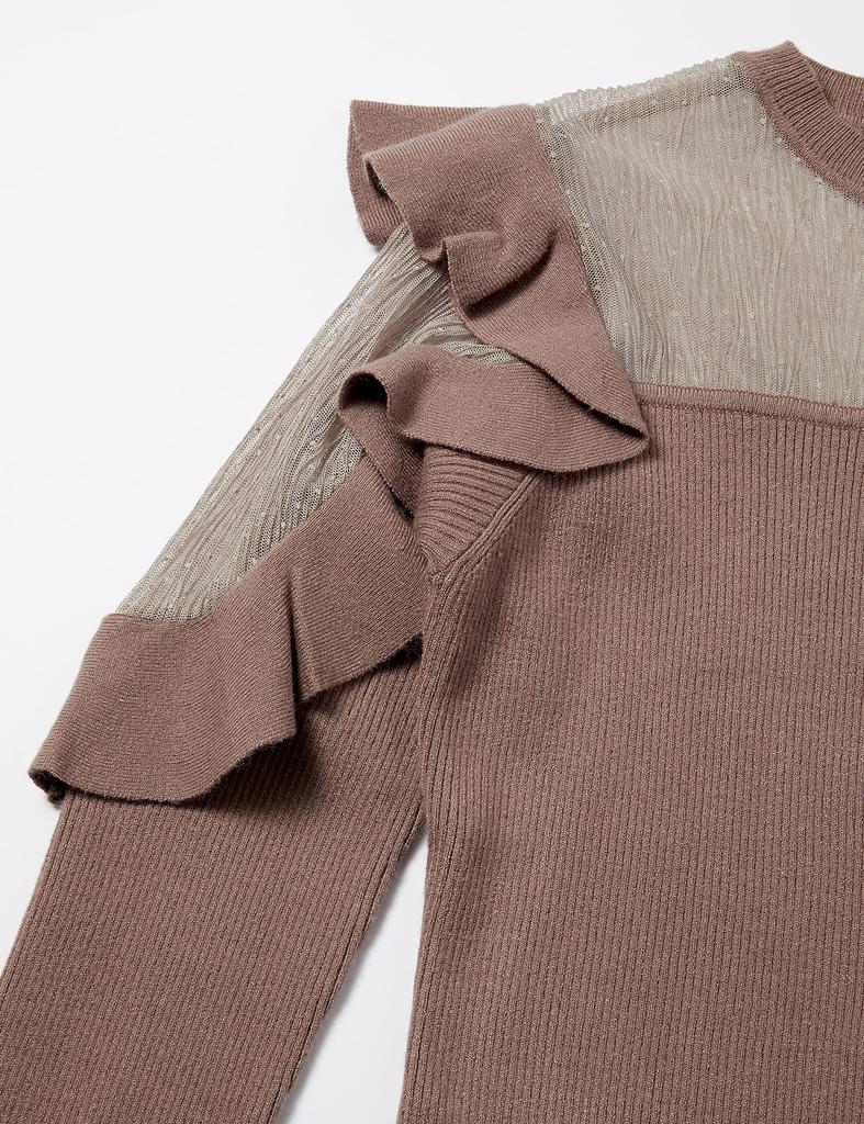 Lily Brown Tulle Combi Frill Knit Pullover LWNT194191 MOC Japan Size F Women's (Free Size)