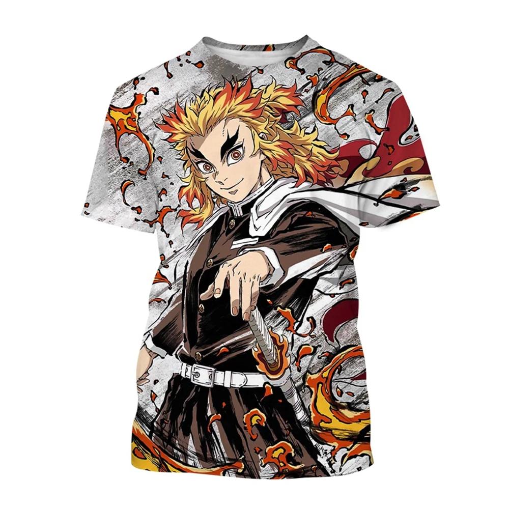 Hot Selling Anime Cartoon Characters of Rengoku Kyoujuru Hot Blooded Hip-hop Cool Street Personality 3D Printed T-shirt