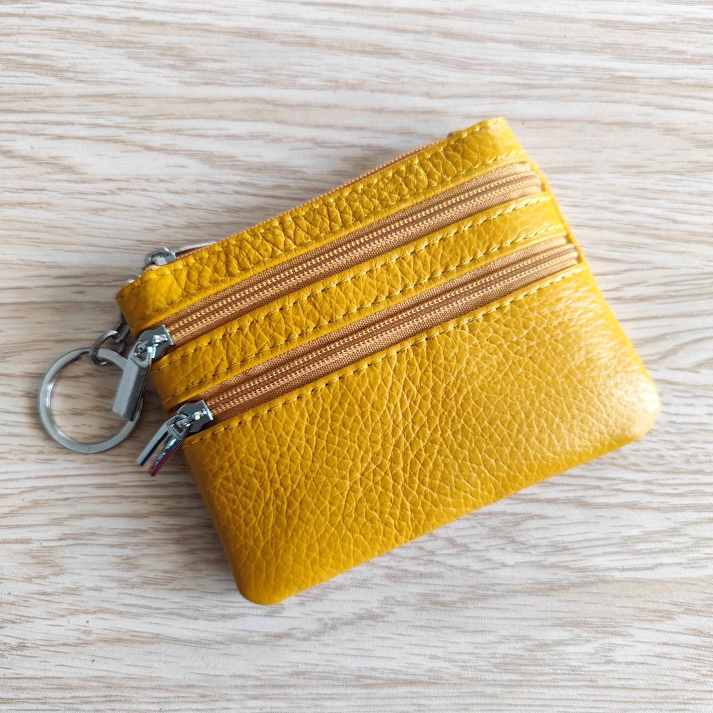 

Стильный кожаный кошелек на молнии для монет и ключей - Женский многофункциональный держатель для карт