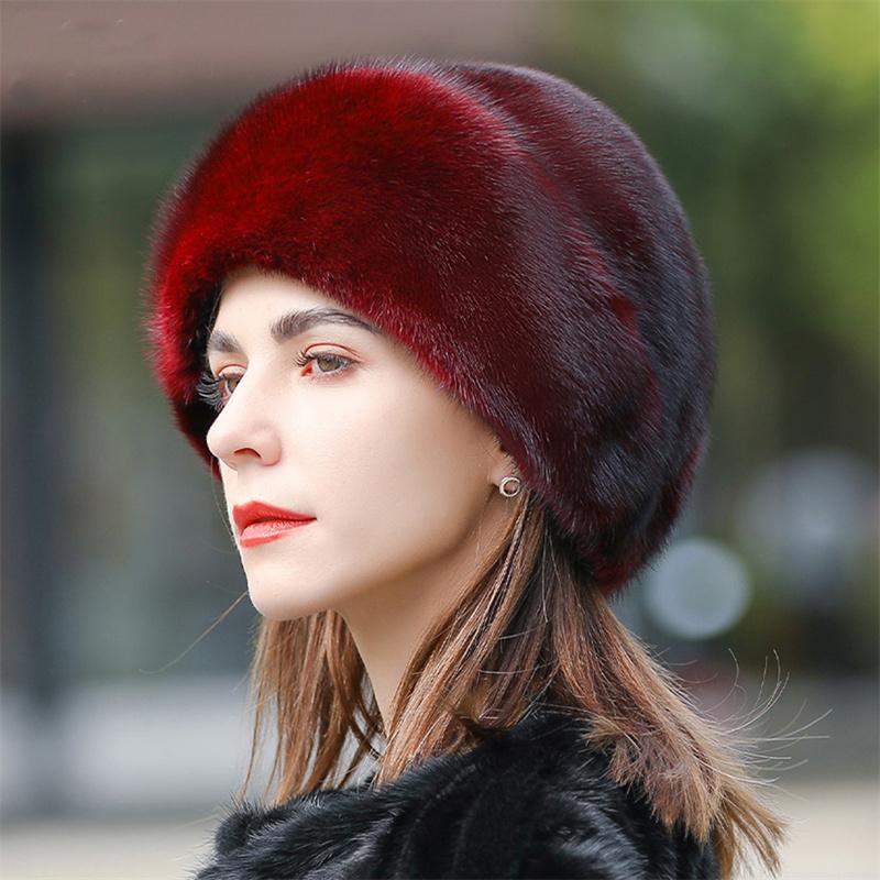 Ladies Fur Hat 2025 Winter Fluffy Mink Fur Russian Fur Hat Women's Headband Outdoor Winter Hat Earmuff Ski Cap Keep Warm