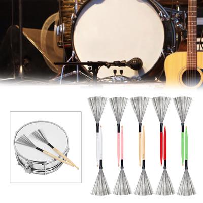 1Pair Practical Double Head Drum Brush Snares Drum Wire Drum Stick Brush Carbon Steel Wire Brush Percussions Drum Stick