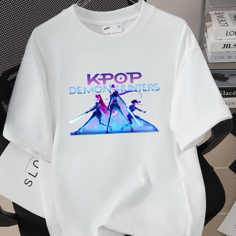 KPop Demon Hunters Huntrix Trykk Herre T-skjorte Sommer Bomull Kort Ermet T-skjorte for Dame O-hals Dame T-skjorte Streetwear Topper
