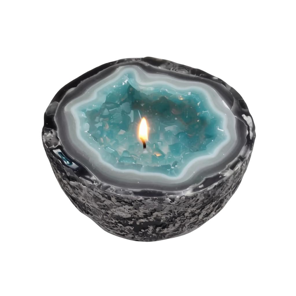 Geode Candle Bowl Resin Decorative Piece Vintage Style Resin Craft Ornament for Balcony Patio Aromatherapy Holder