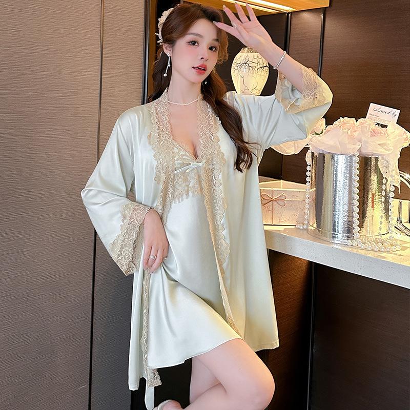 Spring and summer thin women's nightgown sexy lace underwear seduction simulation silk sex pajamas suspenders satin loungewear