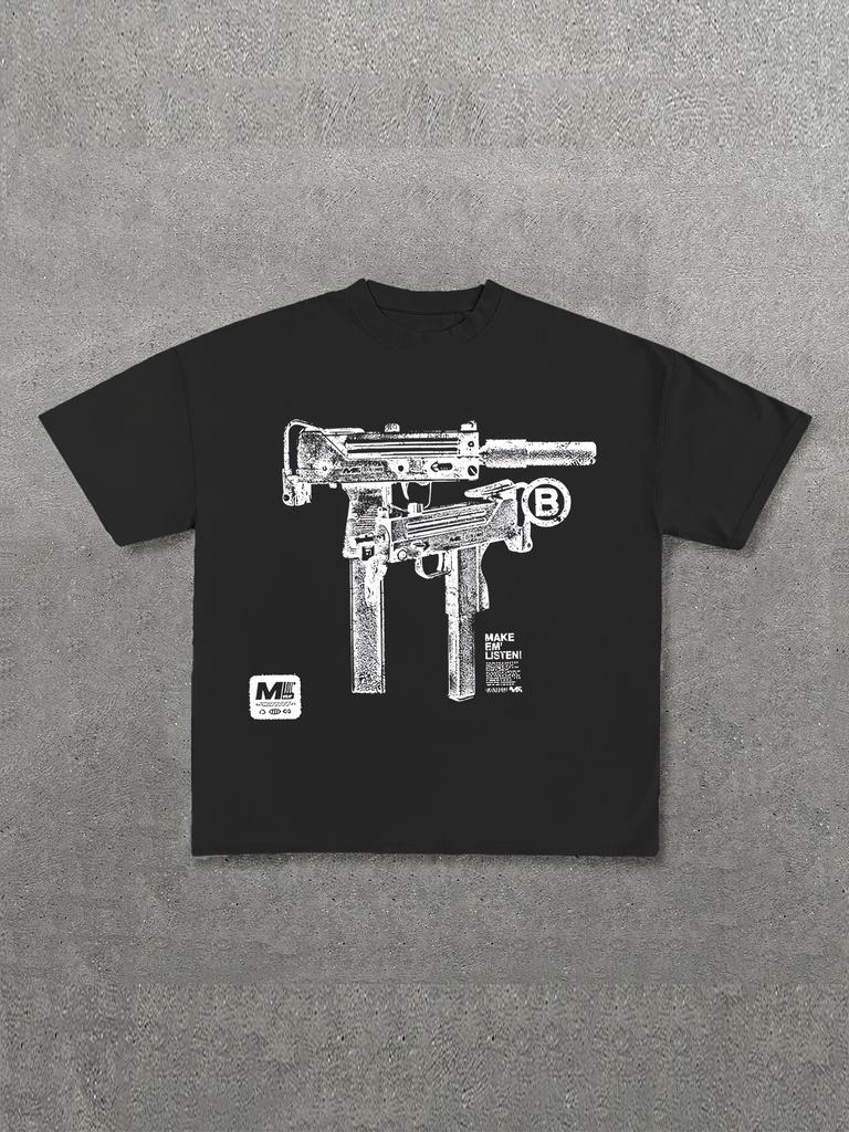 Weapon Dismantling Chart Graphic Printed Cotton T-shirt Summer Short Sleeve Round Neck T-shirt Fashion Outfit 2025 Y2K Tee Tops