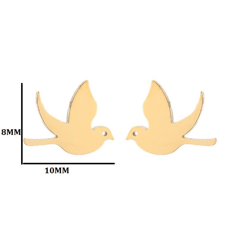 Asymetrické náušnice s ptáčky v korejském stylu: Temperamentní design z nerezové oceli