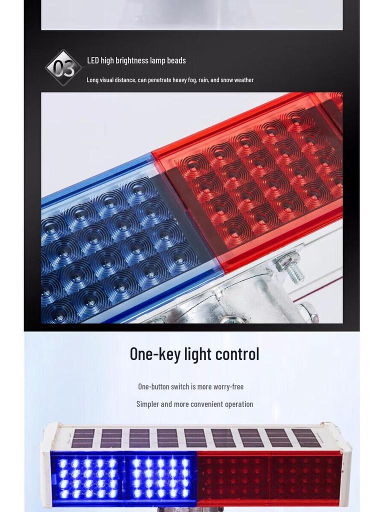 Quxing Solar LED Red Blue Strobe Signal Light for Municipal Road Construction