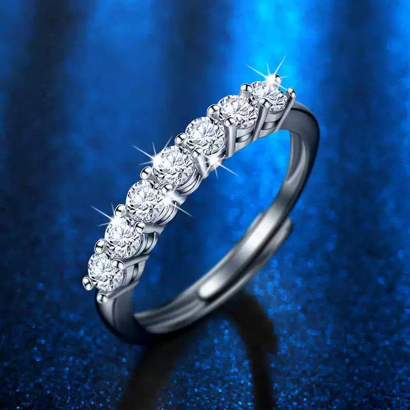 New zircon ring, women's light luxury high-end sense, niche seven princesses stacking rings, diamond rings, zircon diamonds