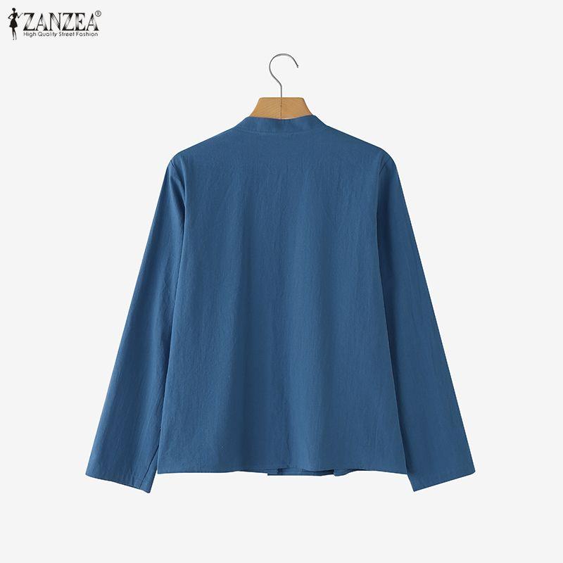 ZANZEA Women Round Neck Loose Casual Long Sleeve Blouse