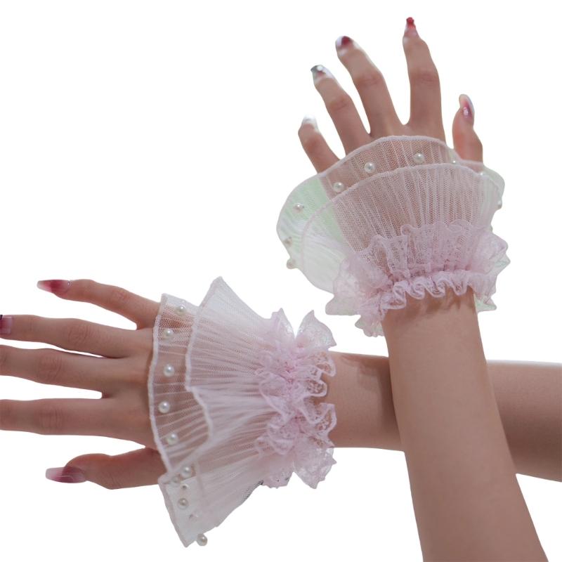 Artificial Pearls Lace Arm Sleeves Faux Cuff Sleeves For Women Photography Wear