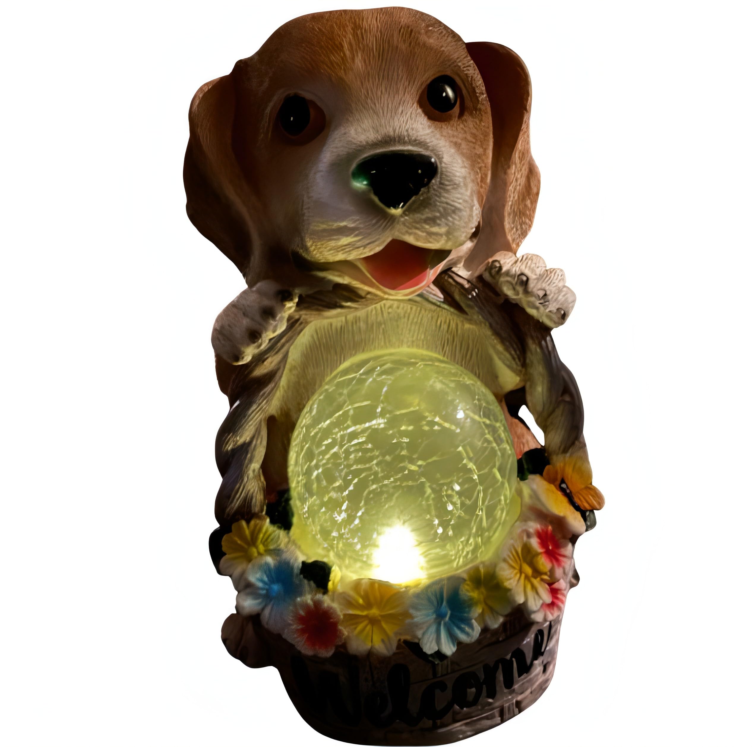 

bubulu Puppy Figurine Solar Outdoor Gardening Entrance LED Yard Lighting Automatic Lighting Light, Solar-Powered Lighting, Accessories, Gardening,