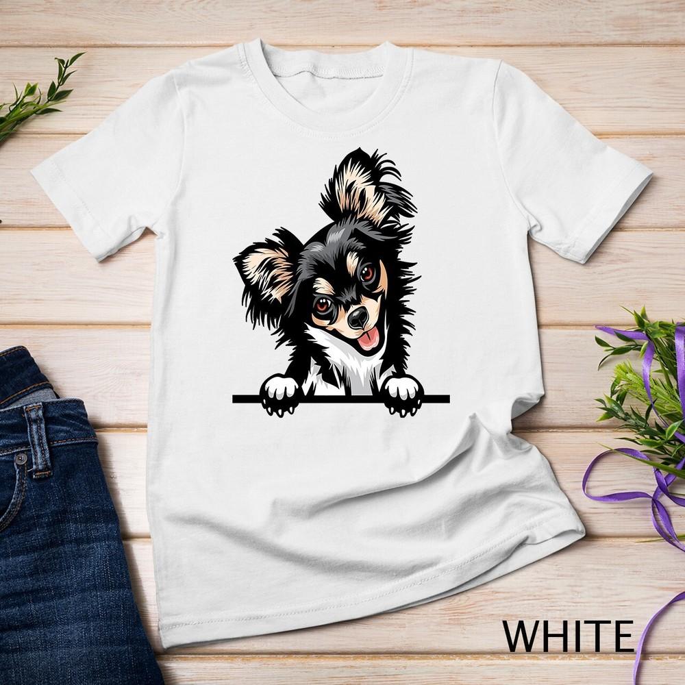 

Peeking Long Haired Chihuahua Dog Unisex T-shirt L