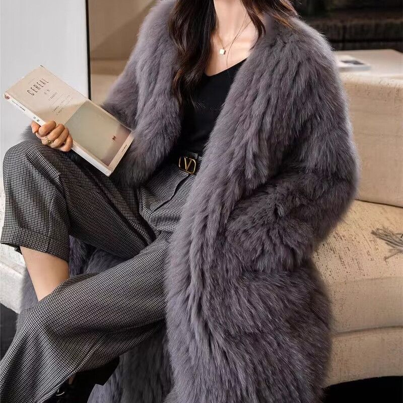Fox Fur Coat Women's Long New Winter Faux Fur Coat Fashion Young Thickened Coat