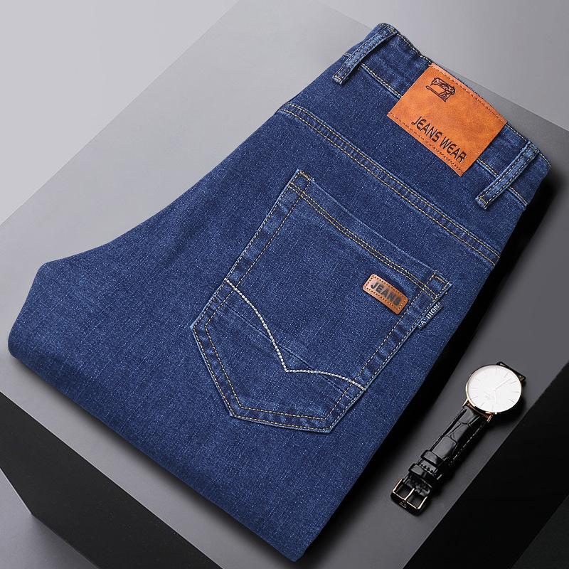 Fashion Padded Thickened Jeans Men's Autumn and Winter Models Loose Straight with Flannel Warm Men's Winter Trousers