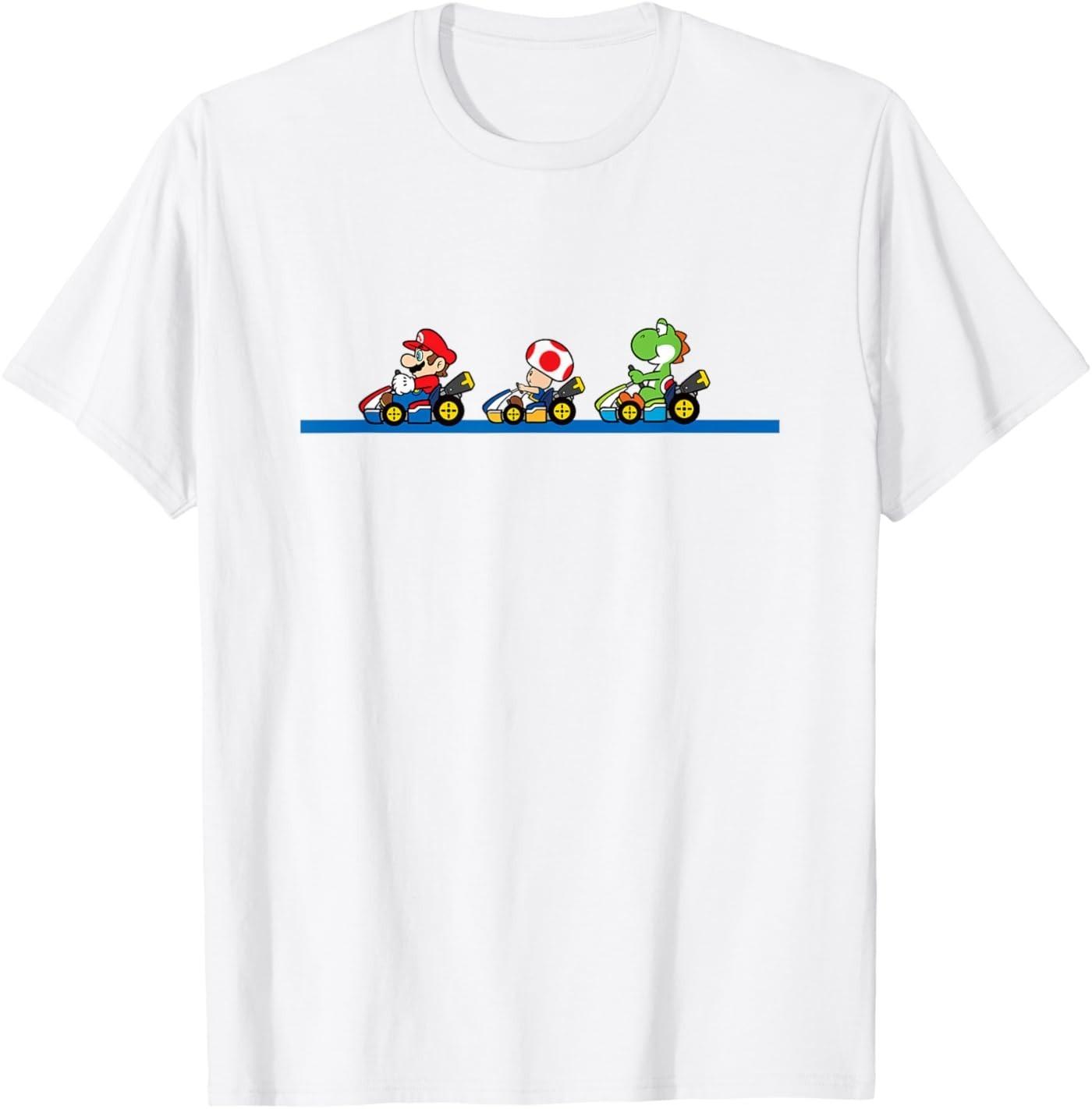 Mario Kart Yoshi Toad & Mario Vintage Race Line Up T-Shirt S