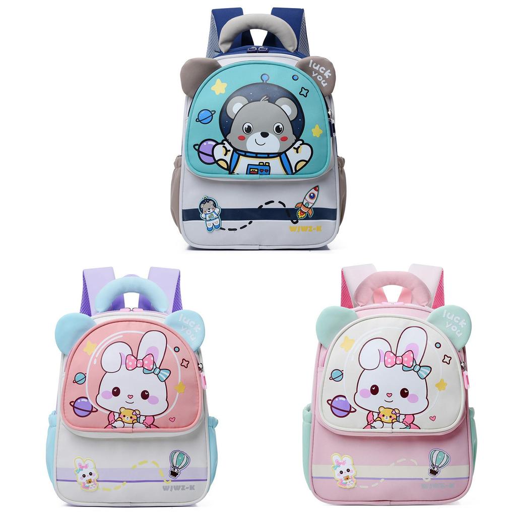 Cartoon Kids Backpack For Preschoolers With Nylon Material And Cushion Straps For School Use