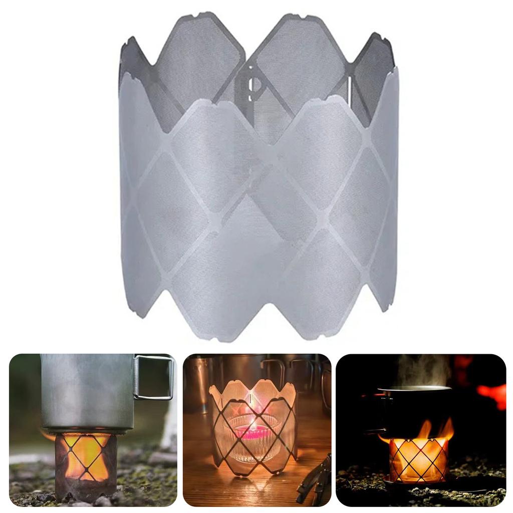 Folding Camping Stove Windshield Stainless Steel Outdoor Cooking Stove Wind Guards Backpacking Alcohol Stove Windscreen