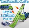 New Coaster Type Racetrack Car Transporter Track Lift Deformation Foldable With Alloy Trolleys Kid Toy Birthday Gift For Toddler