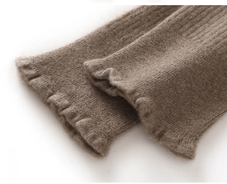 Women's 100% Pure Cashmere Striped Knee-High Warm Knitted Leg Pads