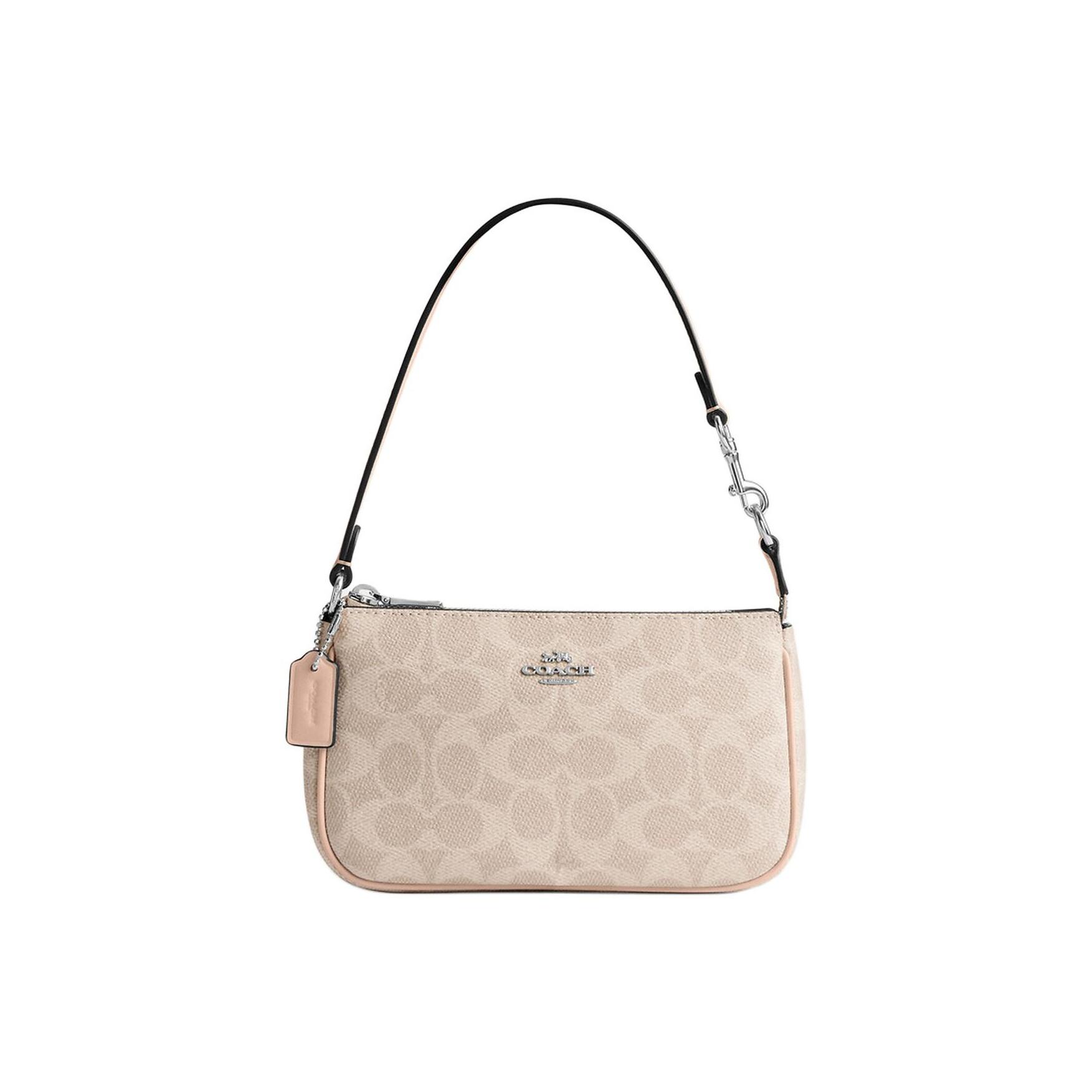 

Coach Nolita 19 Micro Logo Zipper Closure Synthetic Leather Mahjong Bag Handheld Shoulder Bag Small Women bags Beige CW426-SVPWH Basic Set (Bag+Dust Bag)