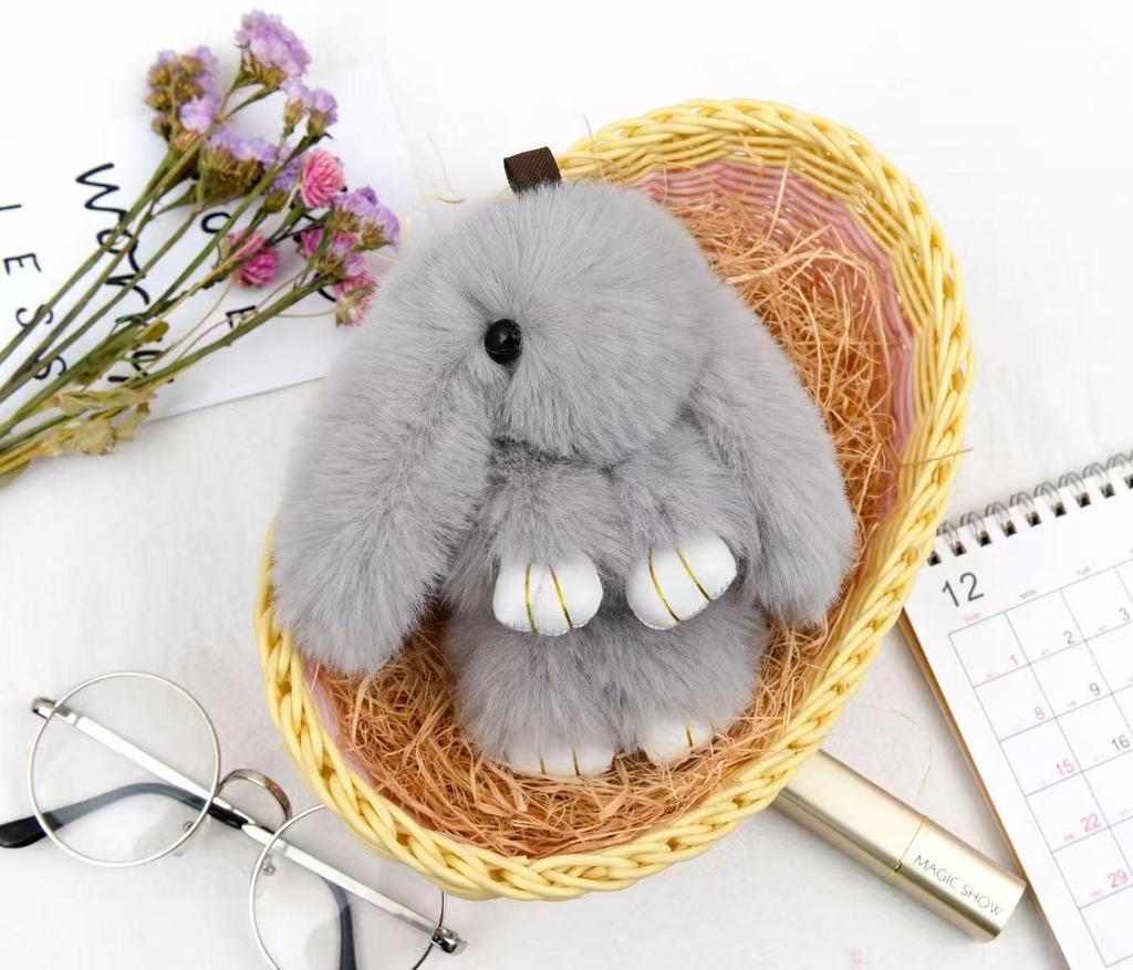 Portachiavi in Peluche Pelliccia Sintetica di Coniglio: Simpatico Ornamento Coniglio per Telefoni Cellulari e Chiavi dell'Auto