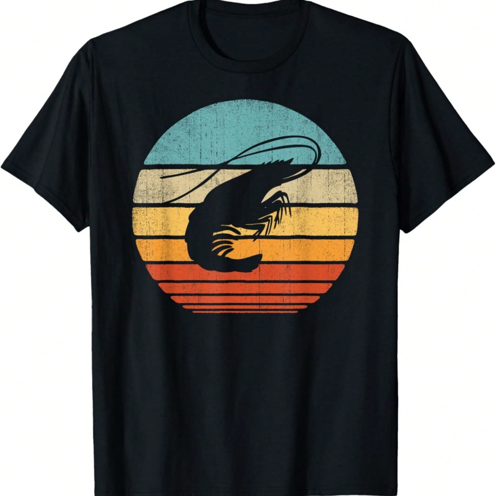 Shrimp Retro Vintage 60s 70s Sunset Sea Animal Seafood Lover T-Shirt S разноцветный