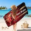 Cristiano Ronaldo Custom Beach Towel, Personalized Name Text Print, Football Logo Soft Quick‑Dry Towel Holiday Gift