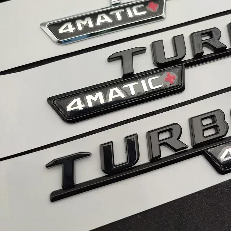 2pcs Car Letters Fender Trim Badge Turbo 4matic Plus Emblem Sticker Mercedes A45 Cla45 Amg C117 Gla45 Gle53 X247 Accessories HOT
