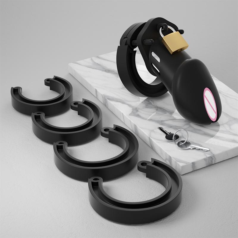 Male Cock Cage Chastity Device Adult Sex Toy Penis Exercise Breathable Silicone Chastity Cage with 4 Ring For Men Penis Cage
