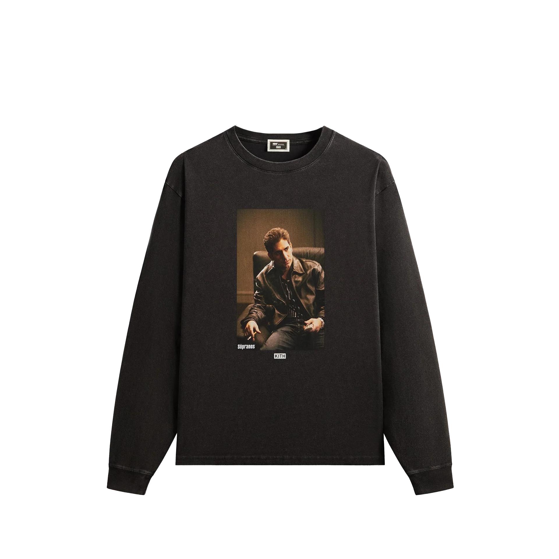 Kith For The Sopranos Christopher Vintage Long Sleeve Tee Black Men Tops KHM034632-001 XL