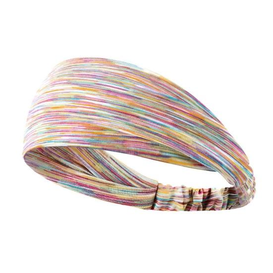 Sport Headband Elastic Band Colorful Striped Pattern Sweat-Absorbent Breathable Running Fitness Headband