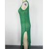 Cross-border Vacation Sexy Knit Sleeveless Dress: Solid Color, Round Neck, Breathable, High Slit, Beach Cover-up