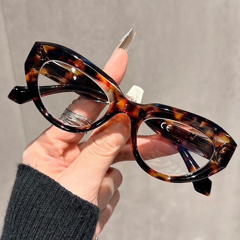 Stylish Cat-Eye Presbyopia Glasses Women's INS Style Spring-Loaded Temples Blue Light Blocking Reading Glasses Diopter 0 To +4.0