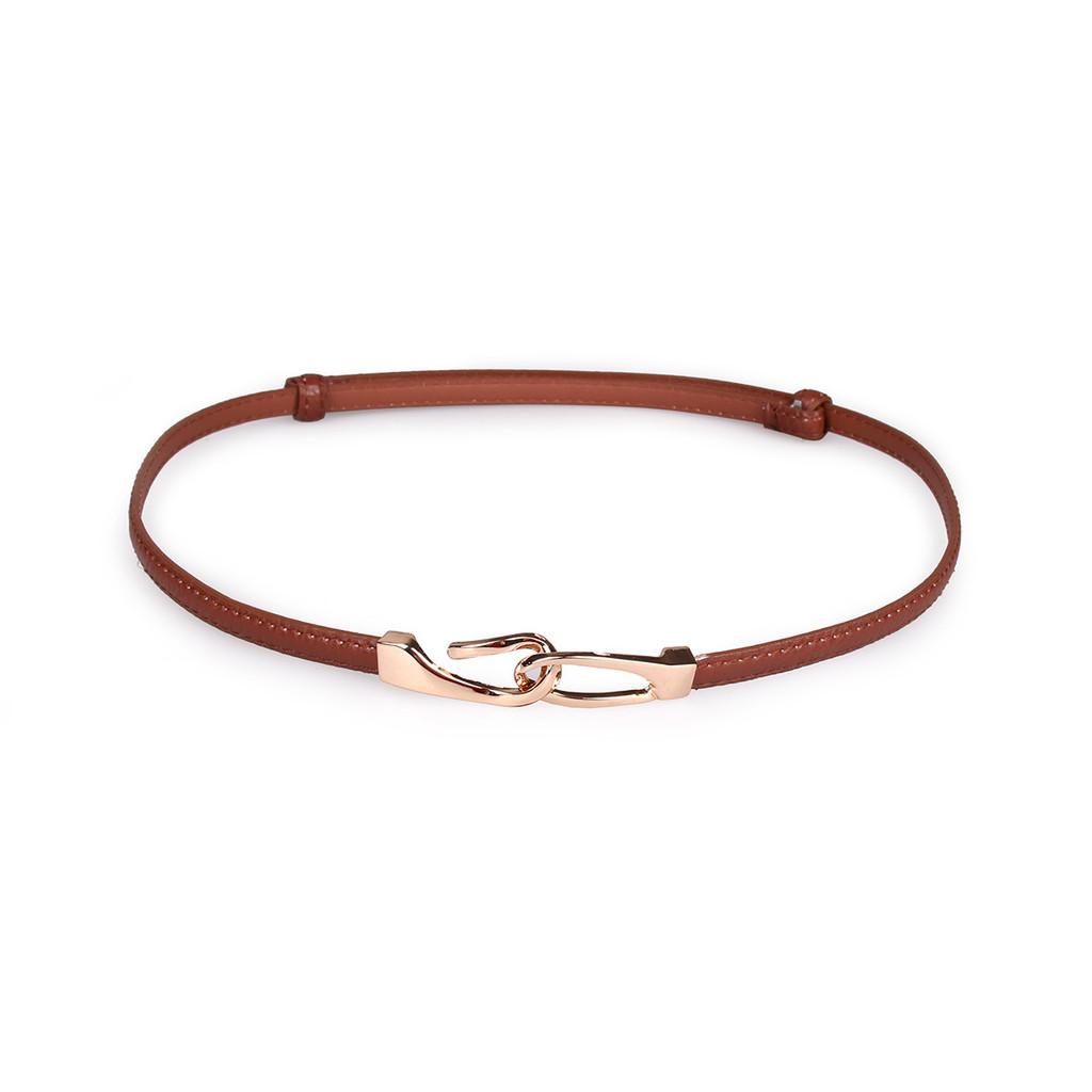 Cinto Ajustável de Couro Sintético para Mulheres com Fivela Circular para Uso Casual e de Escritório