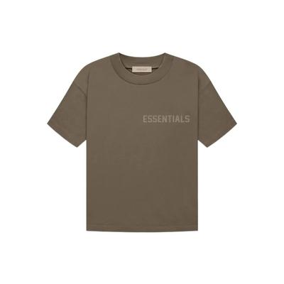 Essentials Crew Neck Pullover Letter Print FW22 Drop Shoulder T-Shirt Women T-Shirts Mochaccino FOG-FW22-719