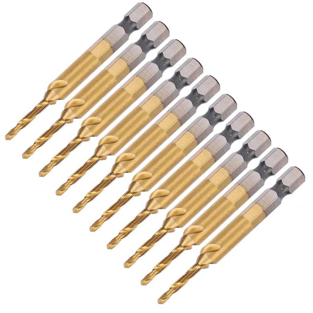 10Pcs Hex Shank Screw Tap M3?Drill 2.5 Coated Composite Spiral Flute Tap Accessory