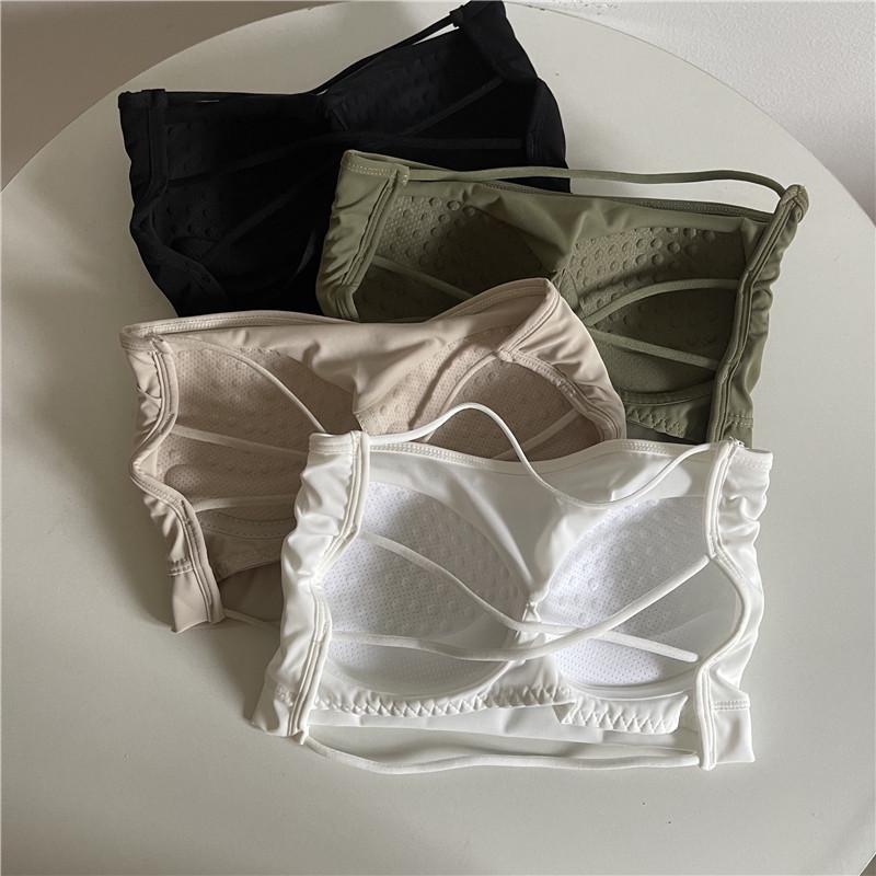 Eisige Seide Trägerloser Bandeau-BH mit Brustpolstern - Anti-Exposition, Kreuzrücken, Push-Up